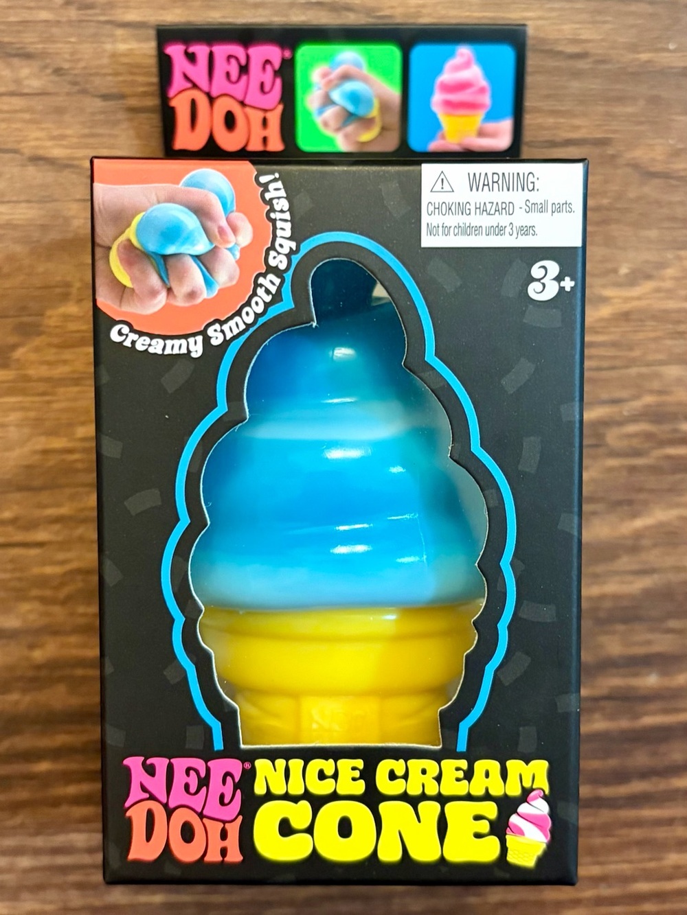 NWT Authentic NeeDoh Nice Cream Cone, Blue & White Swirl